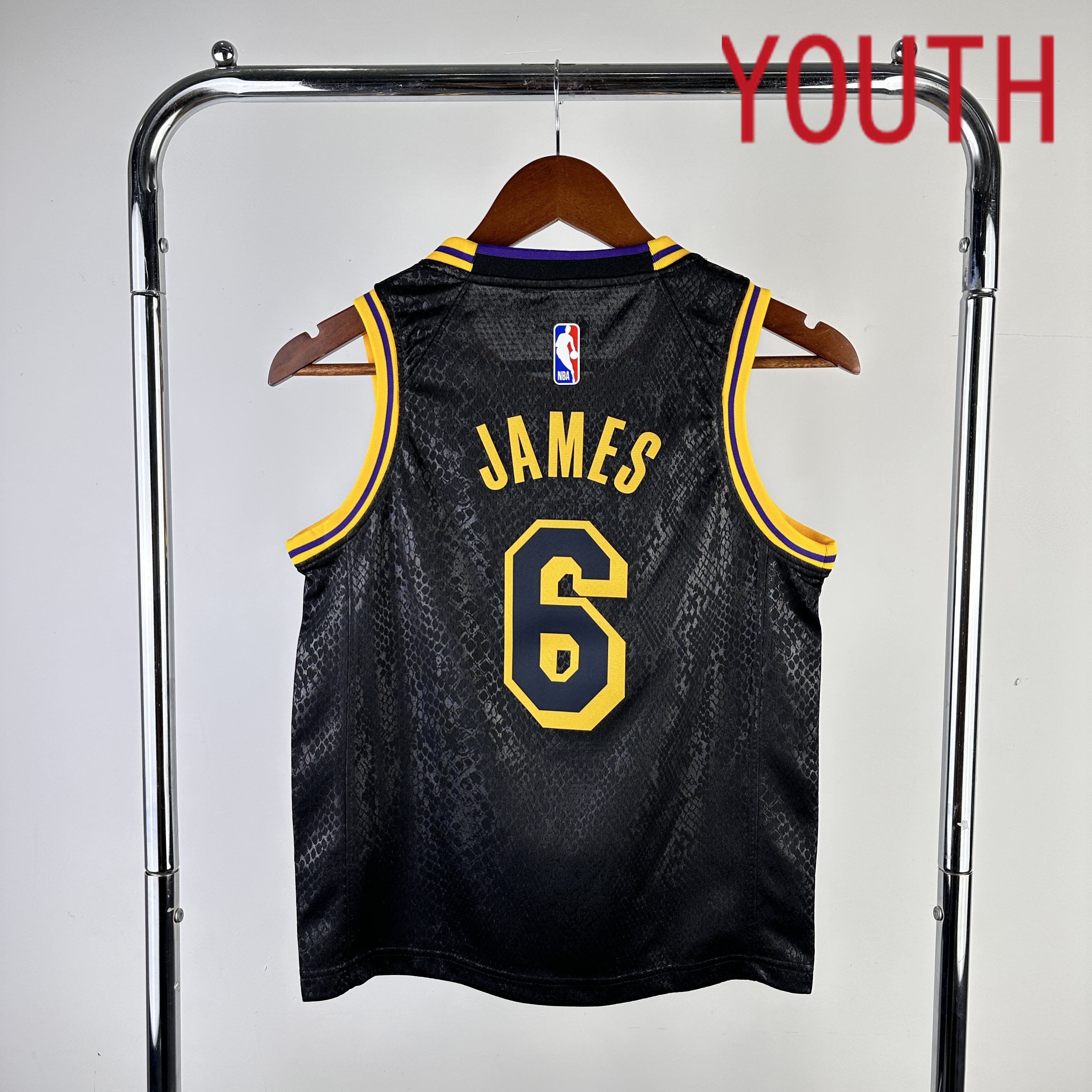 Youth Los Angeles Lakers #6 James Stitched Black Nike NBA 2024 Jersey